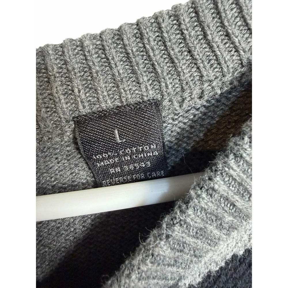 van heusen mens long sleeve‎ sweater shirt size large cotton grey